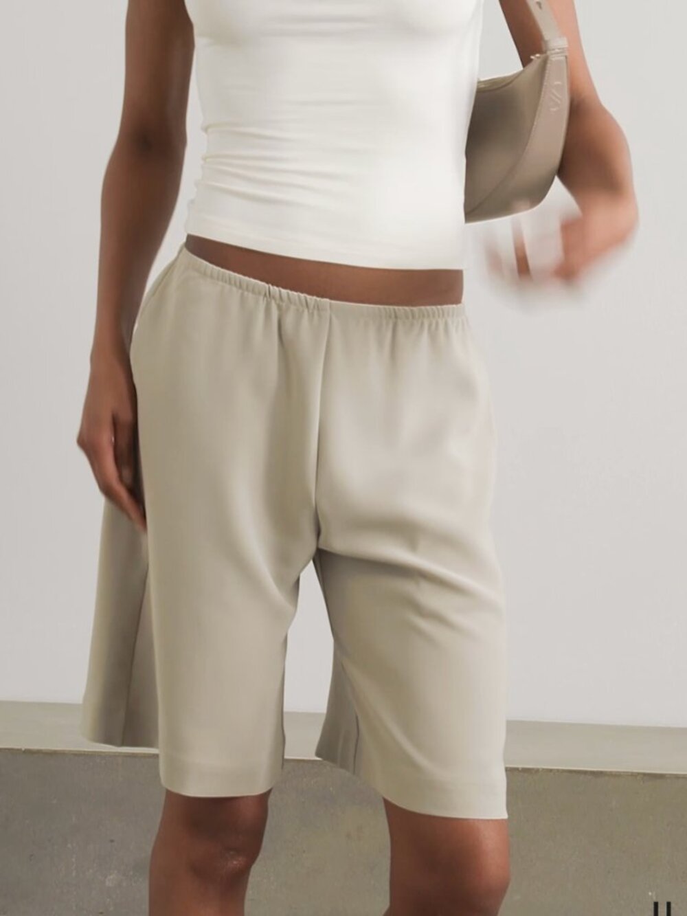 Leset Arielle City crepe shorts in cream (medium)